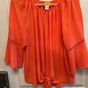 Ruby Rd. Orange Blouse w/Tie Front. Size L. Never Worn. Excellent Condition.